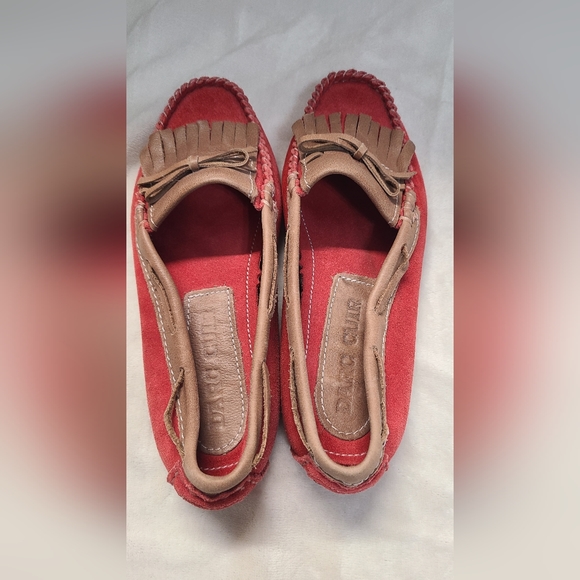 Darc Cuir Women's Tan & Red Suede Loafers Size 9 - Picture 2 of 8